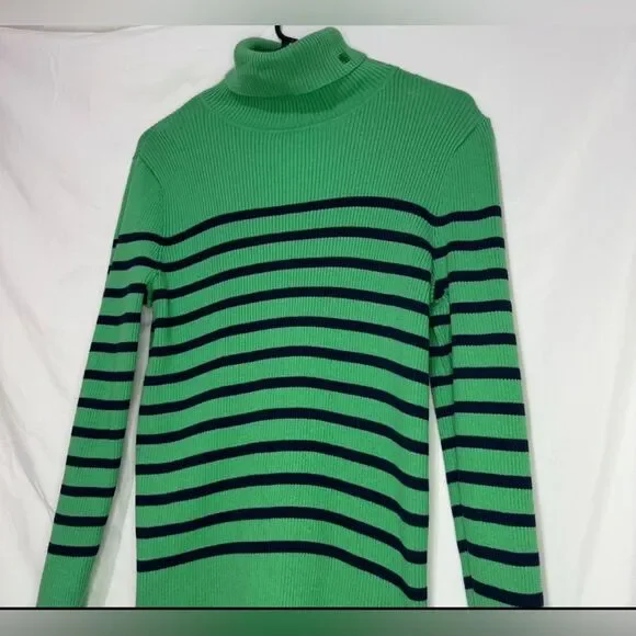 Green and Blue Striped Ralph Lauren Sweater Size L - Picture 2 of 6